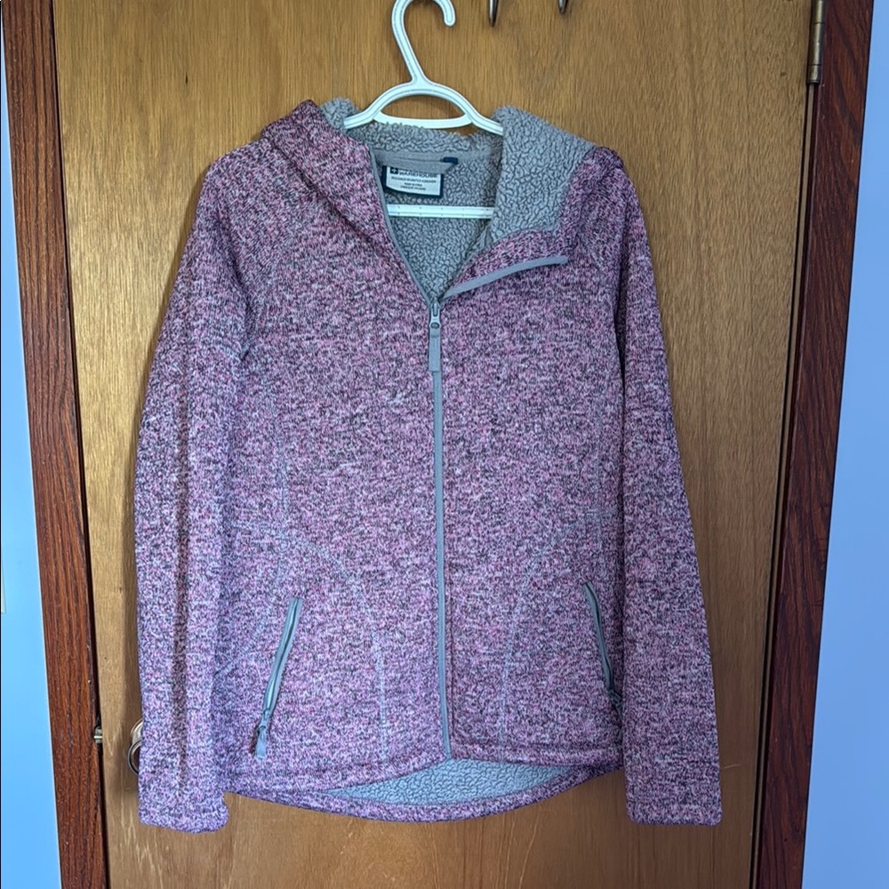Cozy Pink Teddy Jacket with Textured Knit and Standing Collar